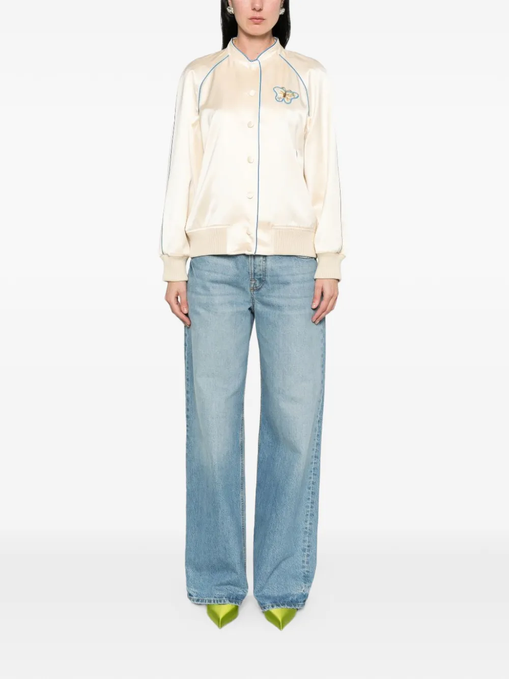  Valentino Garavani Embroidered Bomber Jacket - Neutrals 