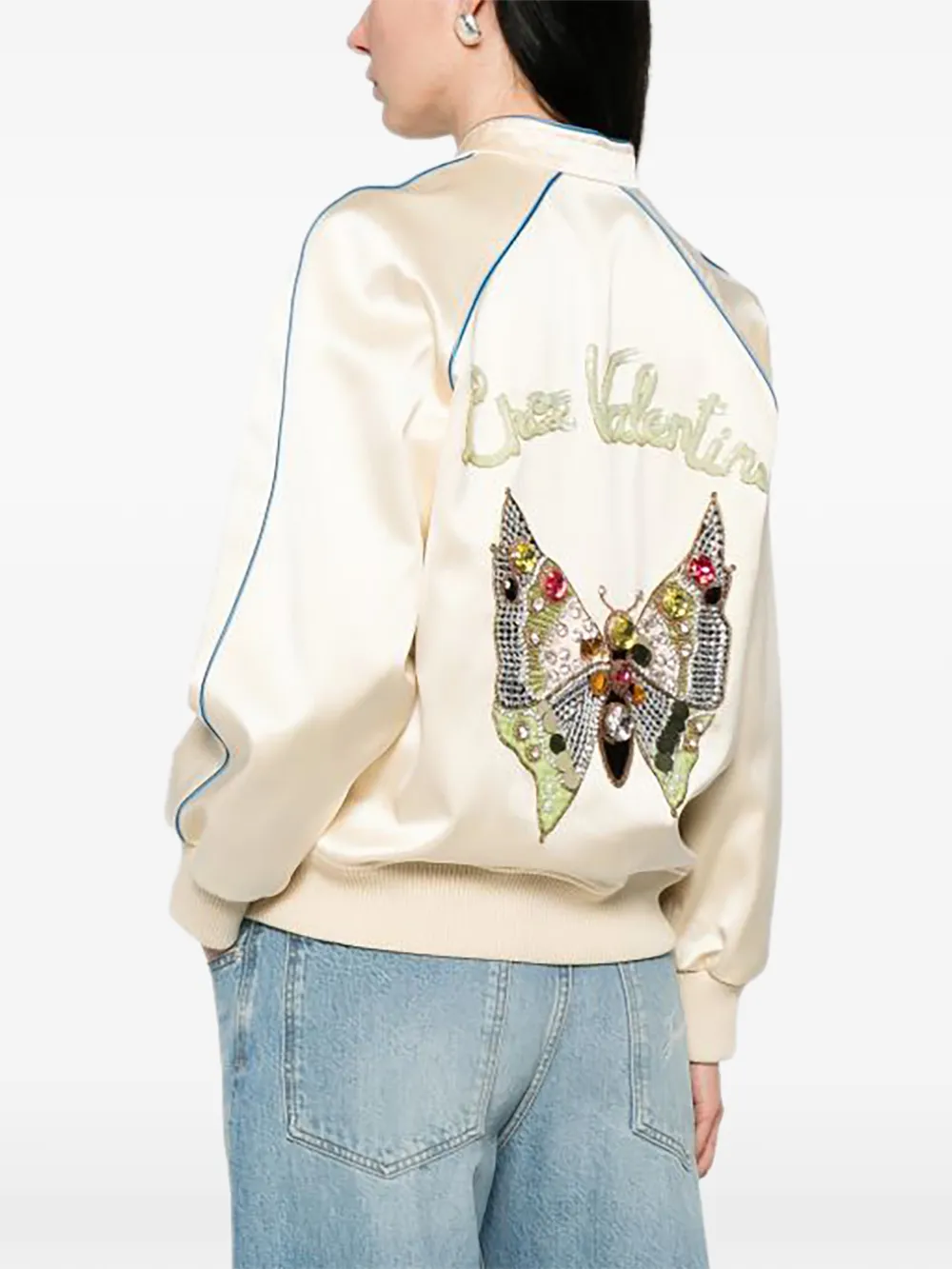  Valentino Garavani Embroidered Bomber Jacket - Neutrals 