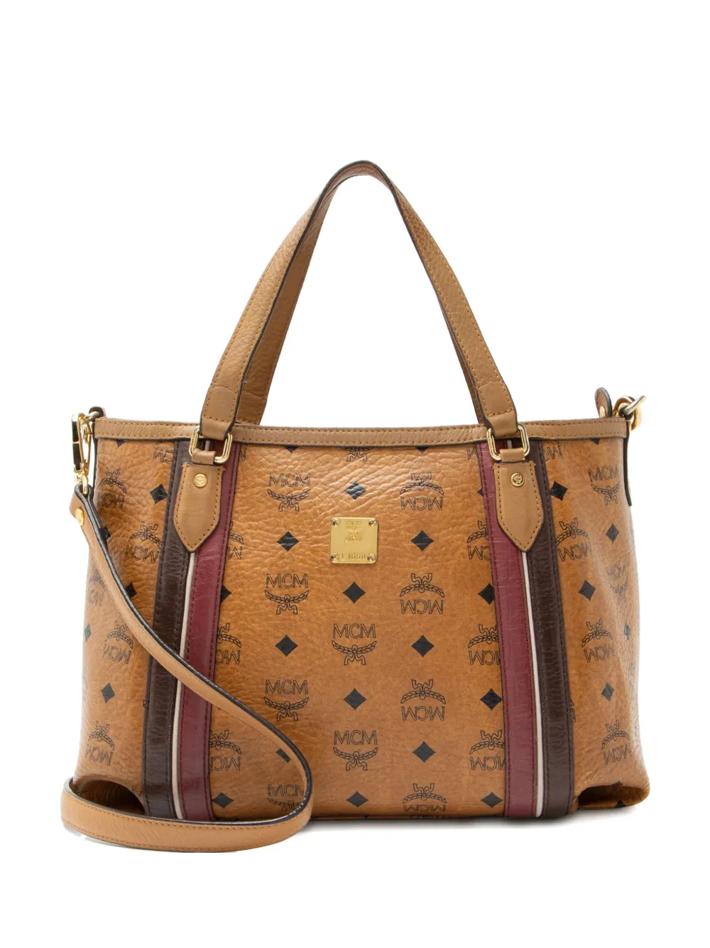 Pre-owned Mcm Visetos Zip Tote Bag In Brown