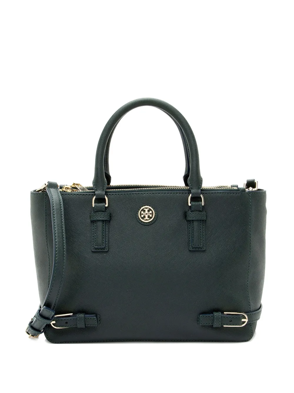 Tory Burch small Robinson Saffiano logo tote - Verde