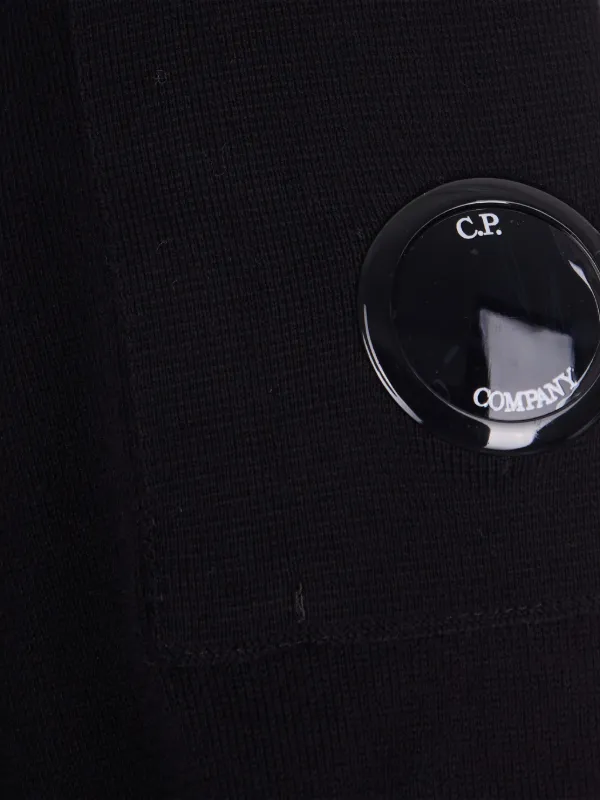 C.P. Company Cotton Sea Island Crewneck Lens Knit | Black | FARFETCH