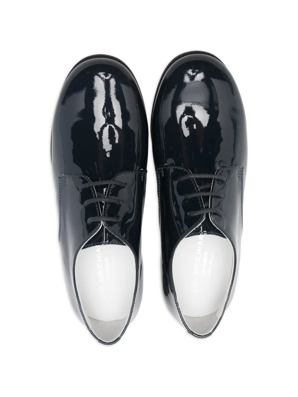 Colorichiari patent-leather lace-up derby shoes Blauw