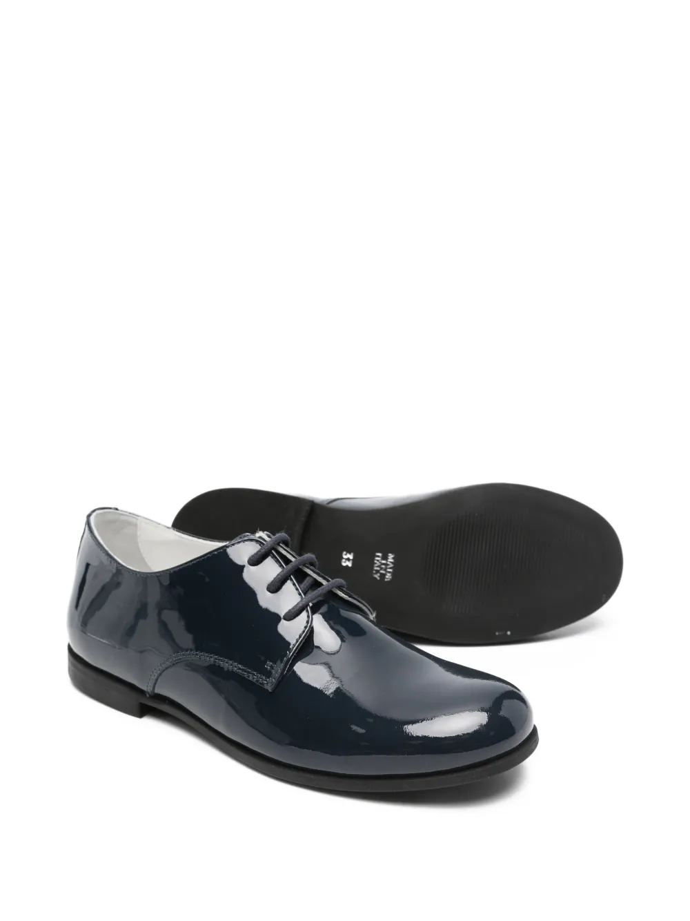 Colorichiari patent-leather lace-up derby shoes Blauw