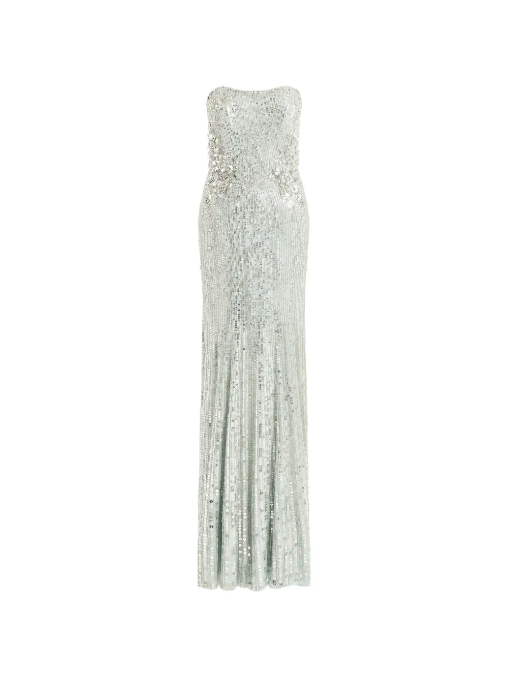 Jenny Packham Abito lungo Topaz con paillettes - Argento