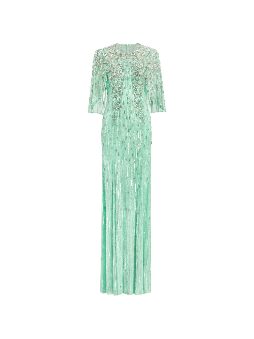 Jenny Packham Abito lungo Astra con paillettes - Verde