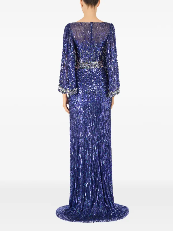 jenny packham maxi dress Jenny Packham Women's Ruby Embellished Cape Maxi Dress - Red - Size 6 UK/2 US