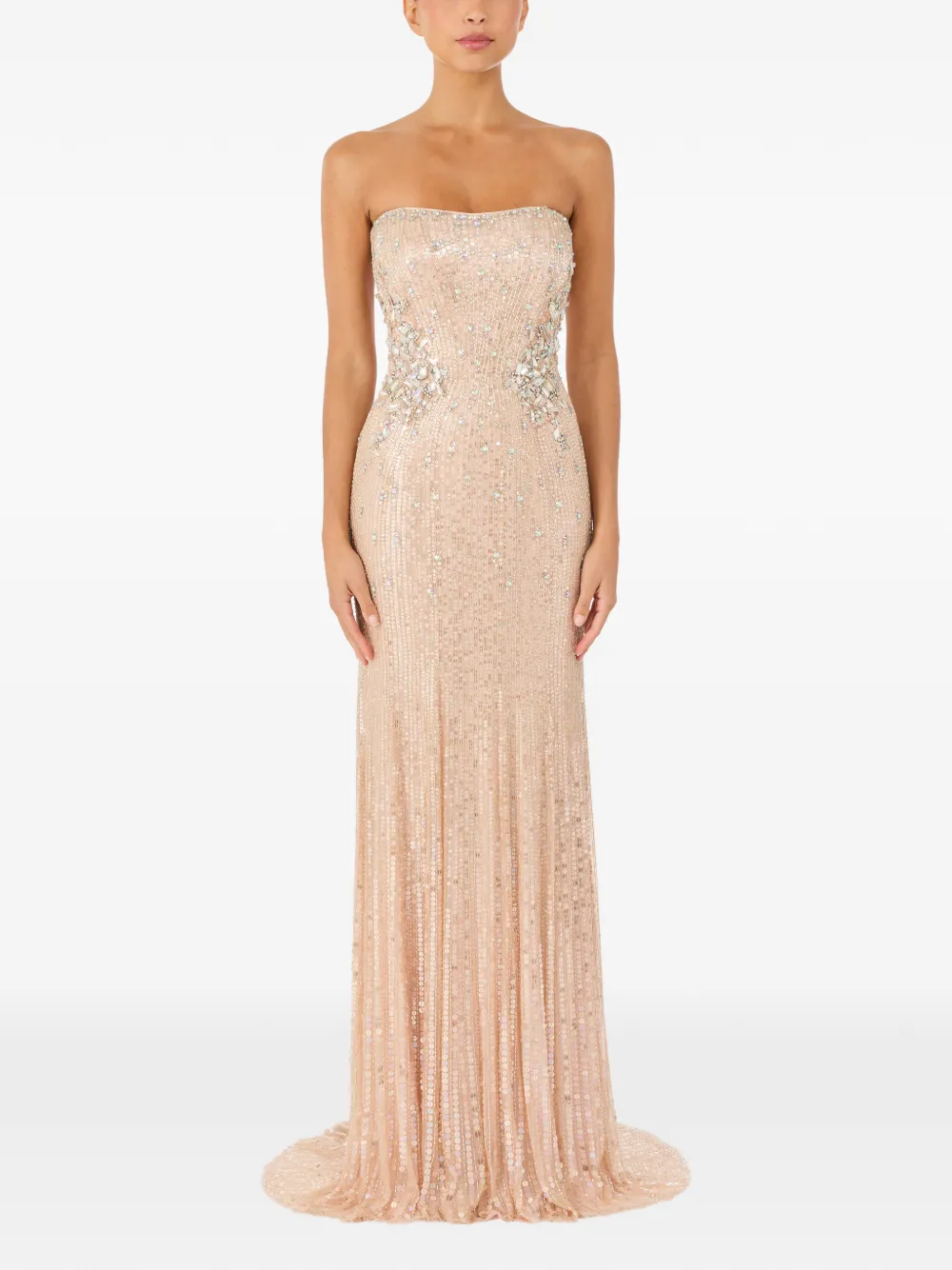 Topaz Sequin-Embellished Strapless Maxi Dress
