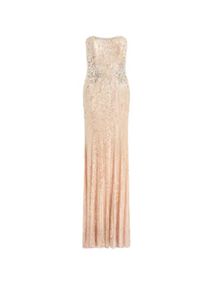 goddiva bandeau sequin embellished maxi dress in gold Sequin Velvet Bandeau Maxi Dress - Champagne main image 0