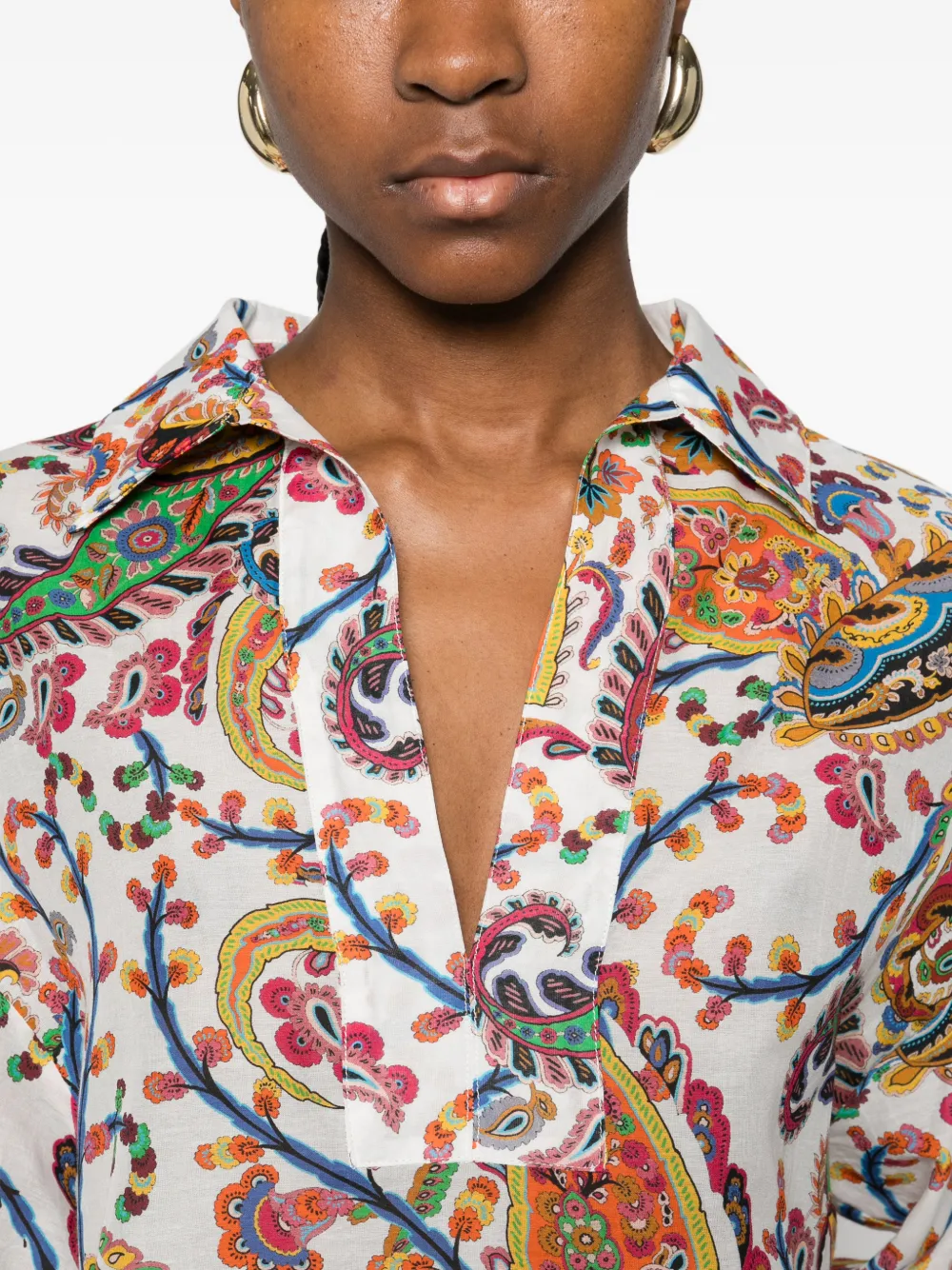 ETRO Mini-jurk met paisley-print en V-hals Wit