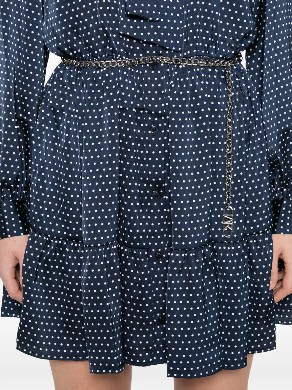 Michael Kors Midi-jurk met stippen en strik Blauw
