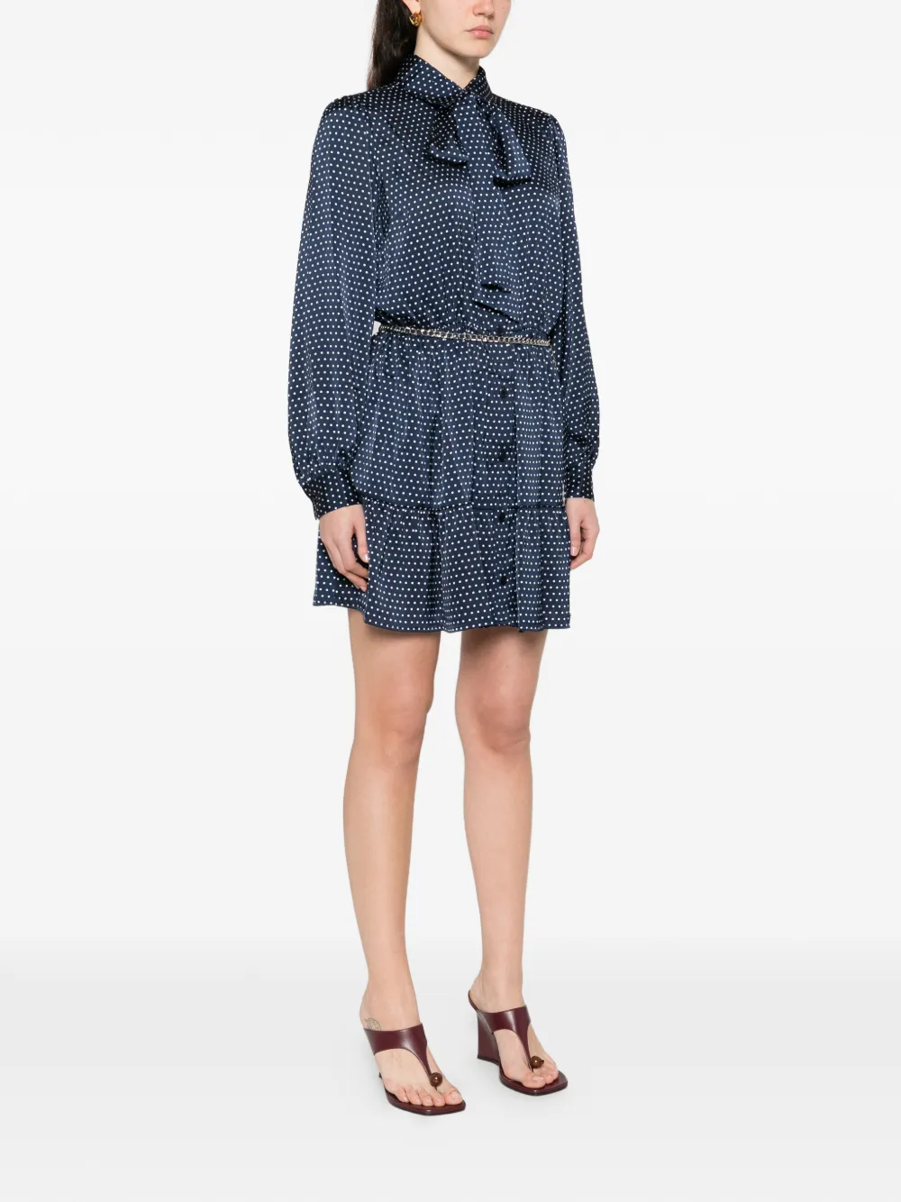 Michael Kors Midi-jurk met stippen en strik Blauw