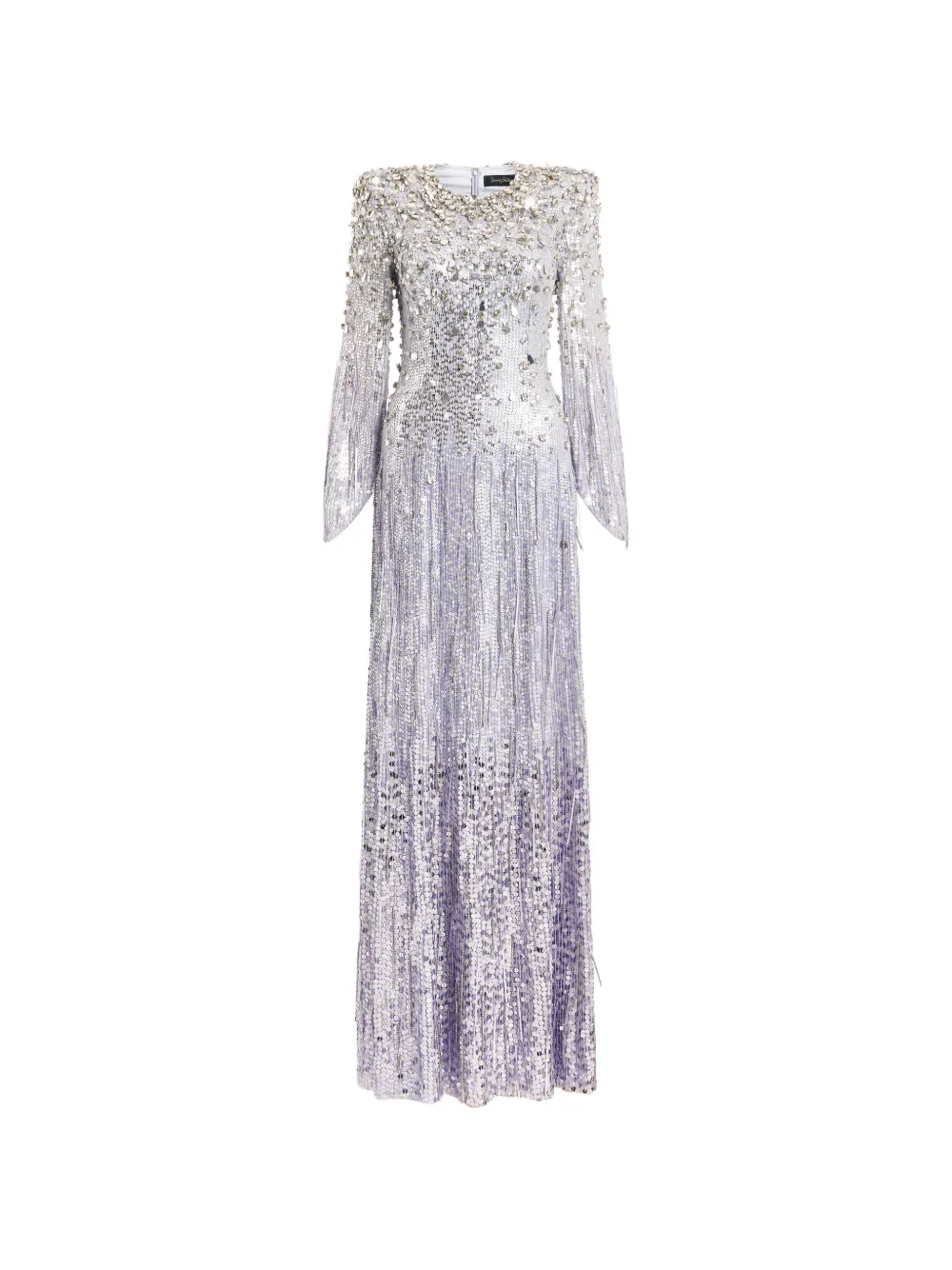 Jenny Packham Abito a maniche lunghe con paillettes - Argento