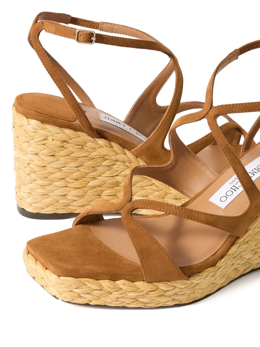 Jimmy Choo Ayla leren espadrilles met sleehak Bruin