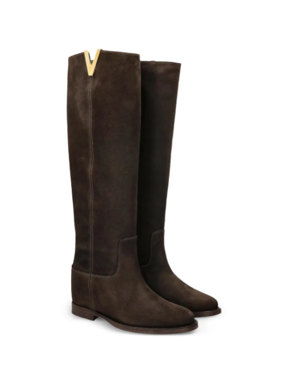 Via Roma 15 Leren laarzen met ronde neus Bruin