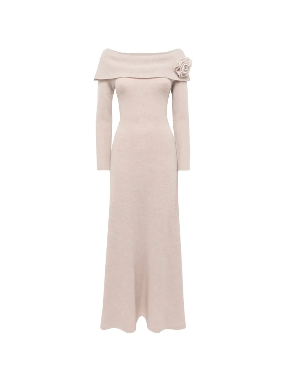 Blugirl floral-appliqué off-the-shoulder midi dress - Toni neutri