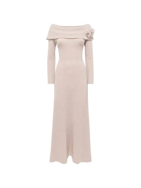 Blugirl floral-appliqué off-the-shoulder midi dress