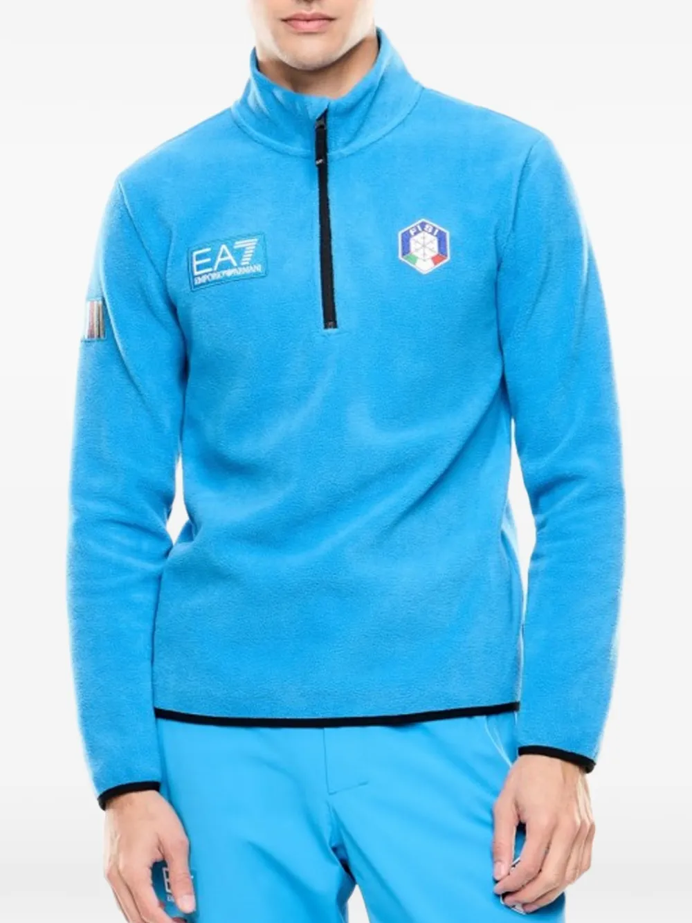 Ea7 Emporio Armani Maglione con mezza zip - Blu