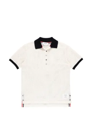 Thom Browne 4BAR ケーブルニット ポロシャツ | ホワイト | FARFETCH JP