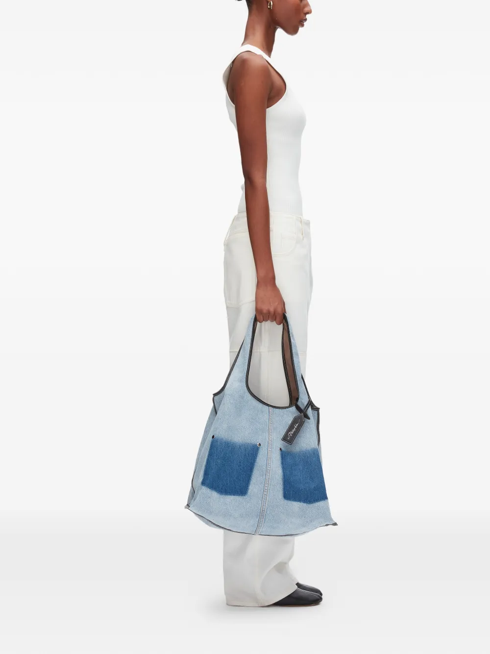 3.1 Phillip Lim Shopper met vlakken en zak Blauw