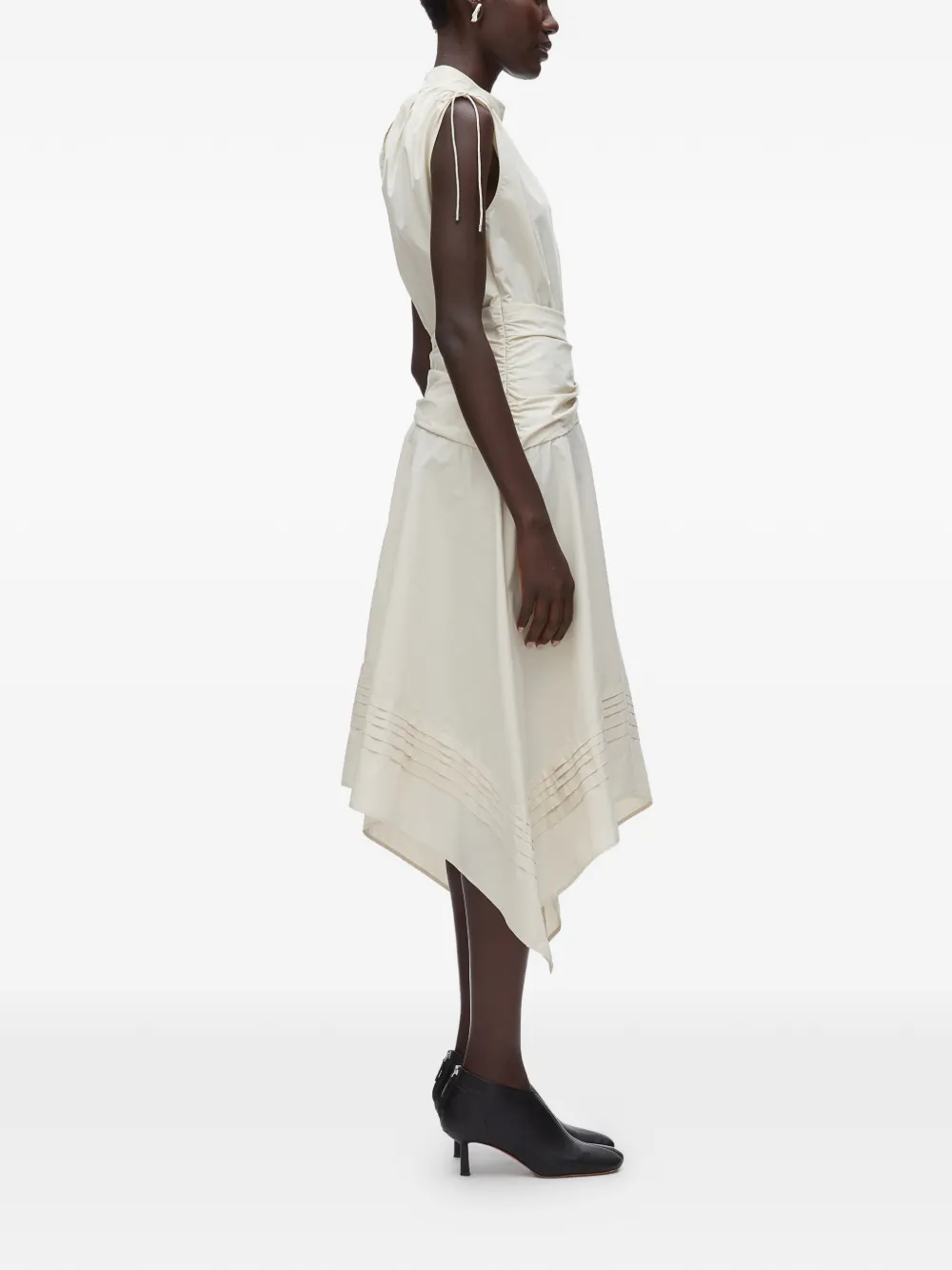 3.1 Phillip Lim Midi-jurk met asymmetrische afwerking Beige