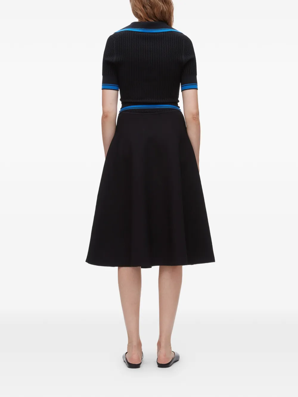 3.1 Phillip Lim Geribbelde midi-polojurk met textuur Zwart