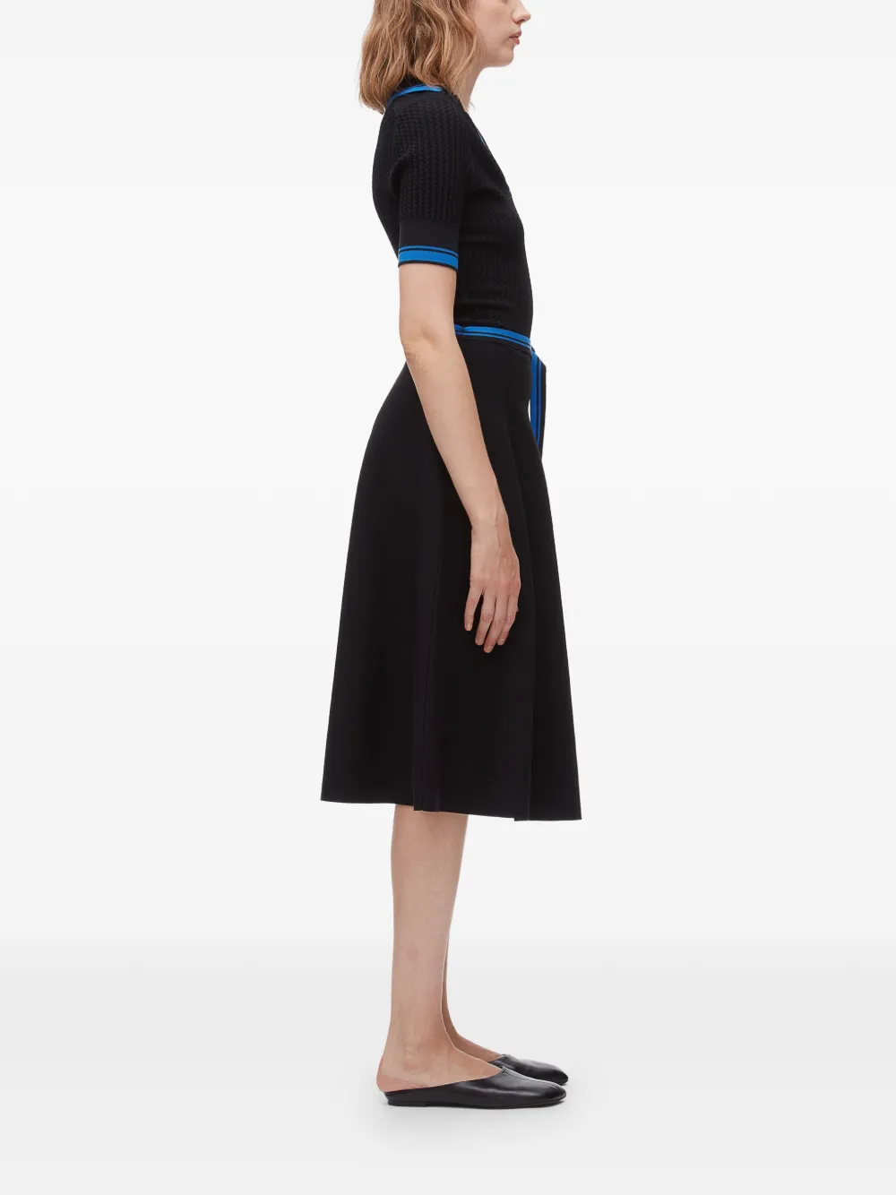 3.1 Phillip Lim Geribbelde midi-polojurk met textuur Zwart