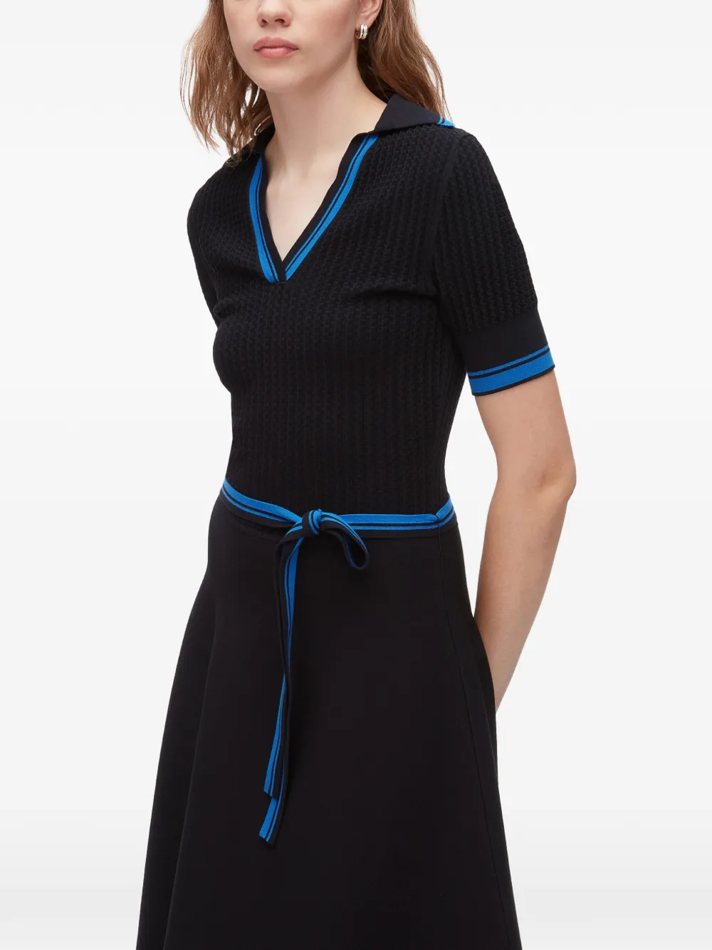 3.1 Phillip Lim Geribbelde midi-polojurk met textuur Zwart