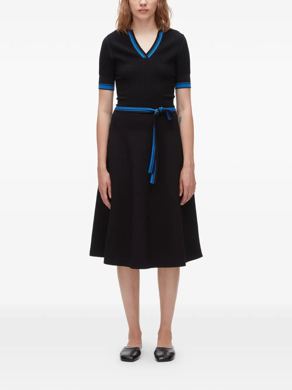 3.1 Phillip Lim textured rib polo midi dress - Schwarz