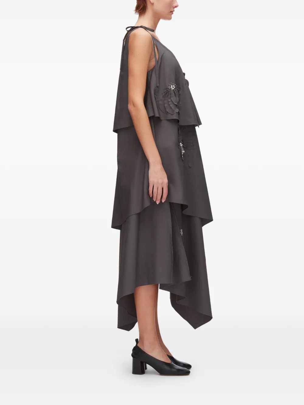 3.1 Phillip Lim Gelaagde jurk met bloemapplicatie Grijs