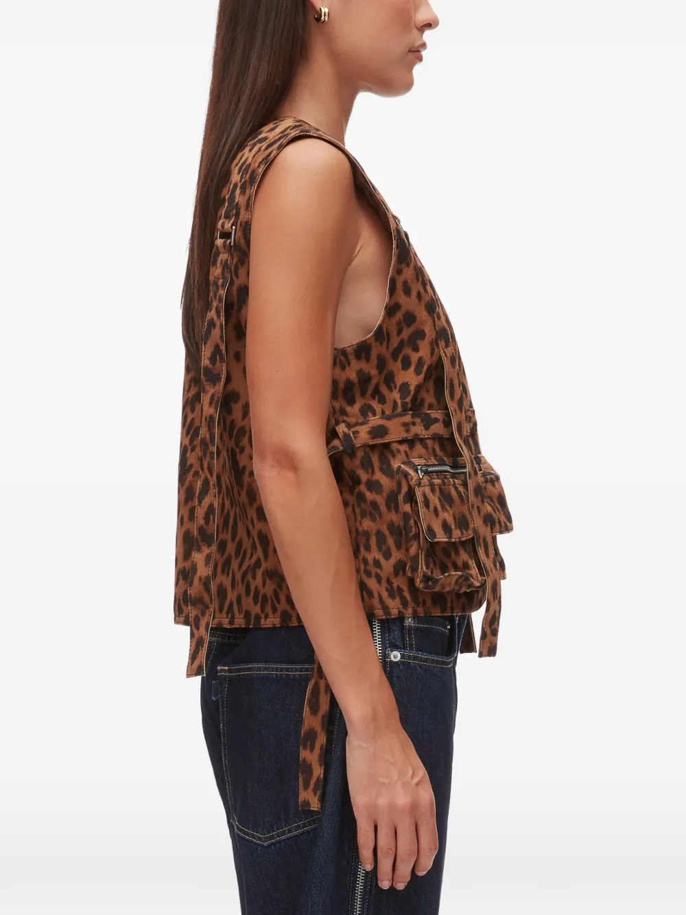 Leopard-Print Zip-Up Vest