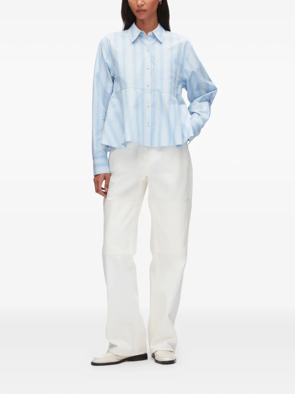 Flounce Striped Peplum Shirt