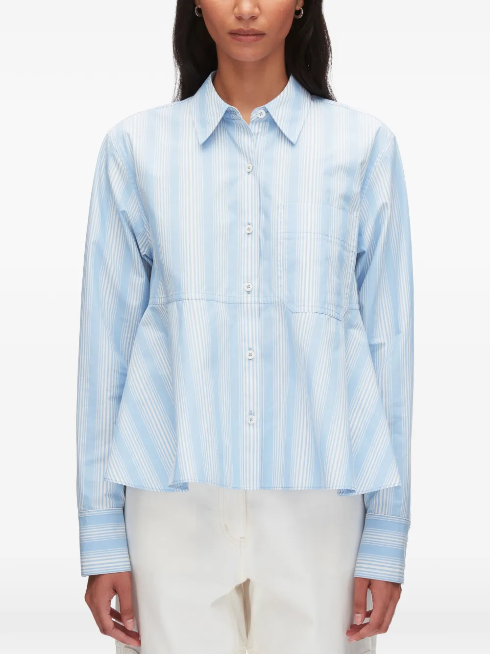 Flounce Striped Peplum Shirt
