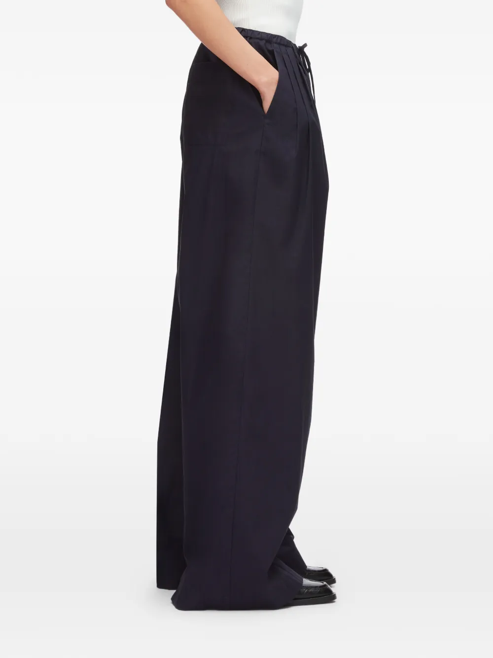 3.1 Phillip Lim Broek met wijde pijpen en trekkoord Blauw