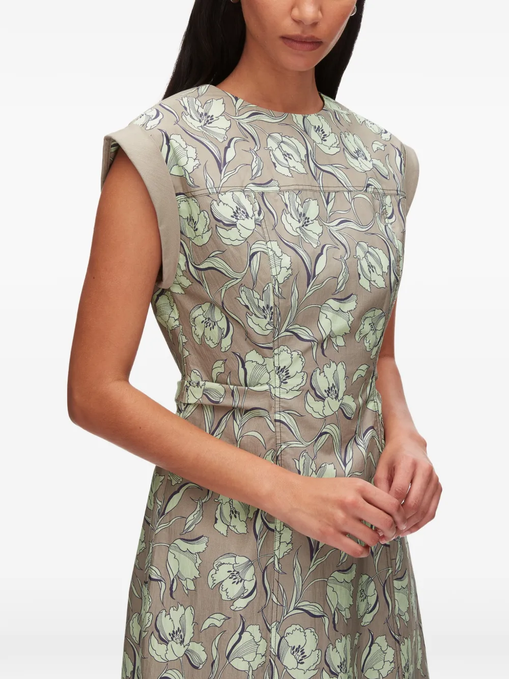 3.1 Phillip Lim Mini-jurk met bloemenprint en strik aan de achterkant Beige
