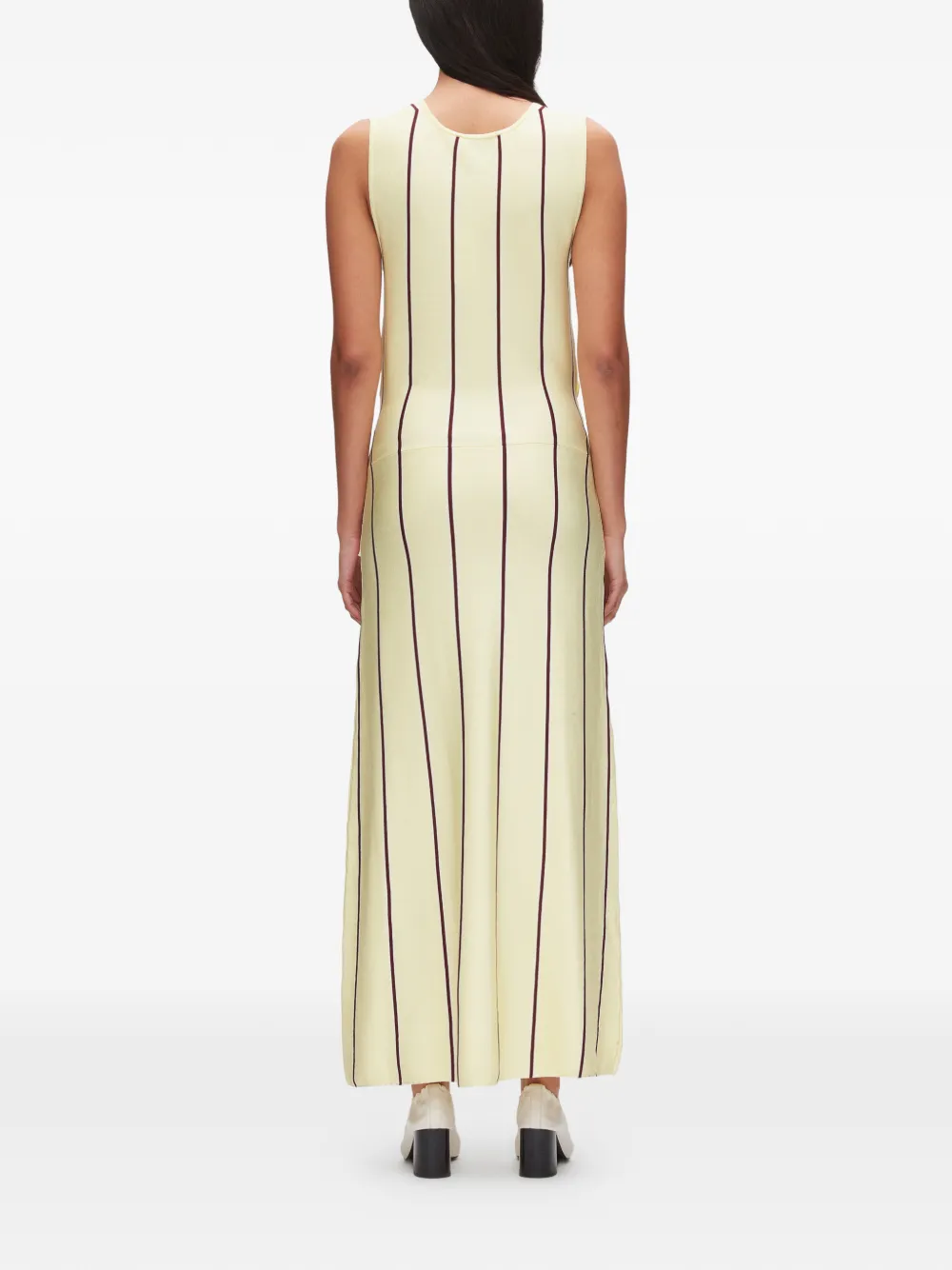 3.1 Phillip Lim Gestreepte midi-jurk met gestrikte taille Geel