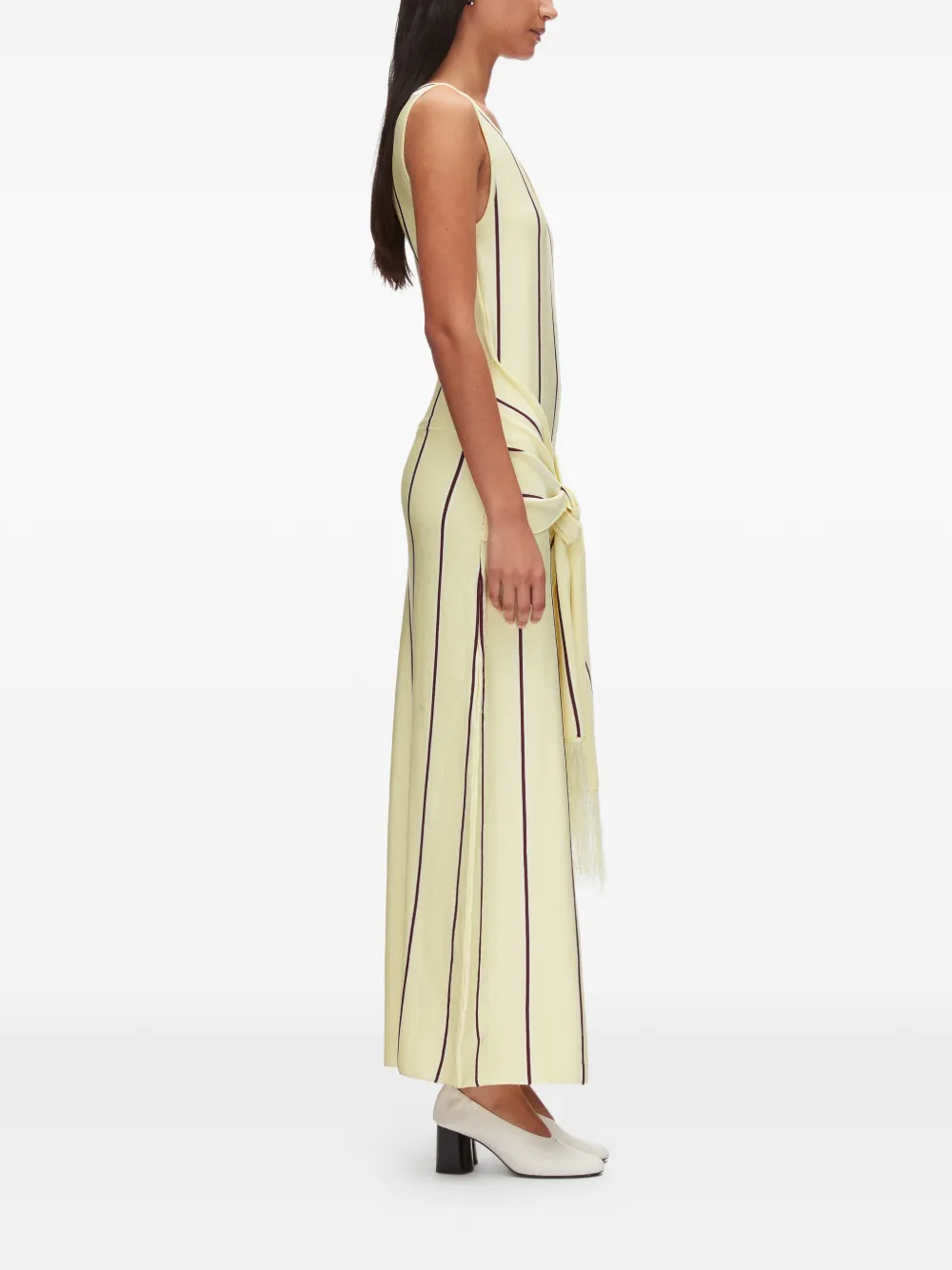 3.1 Phillip Lim Gestreepte midi-jurk met gestrikte taille Geel