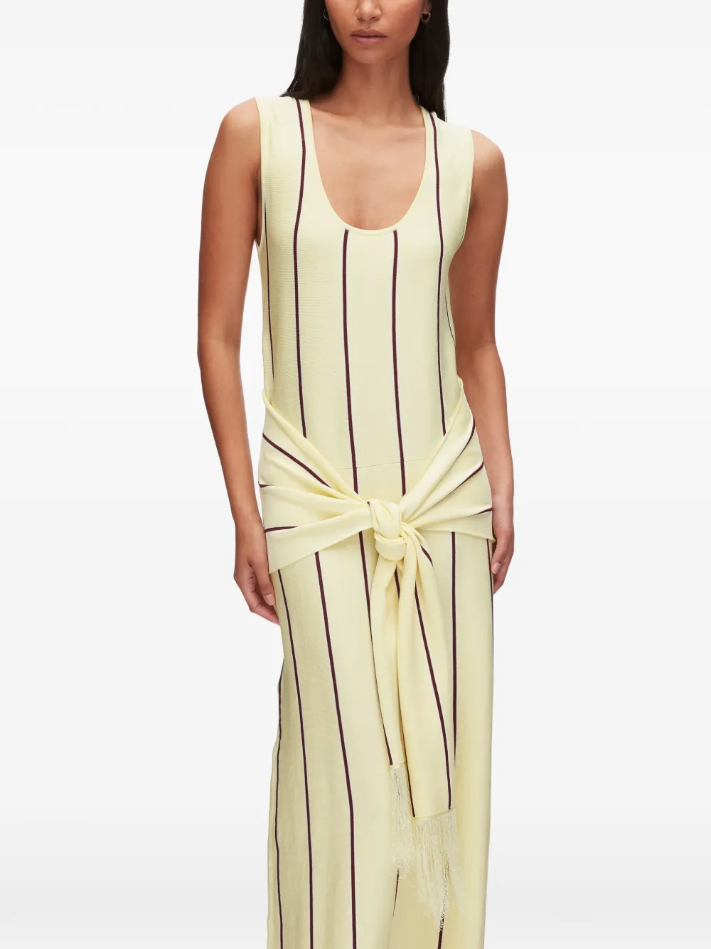 3.1 Phillip Lim Gestreepte midi-jurk met gestrikte taille Geel