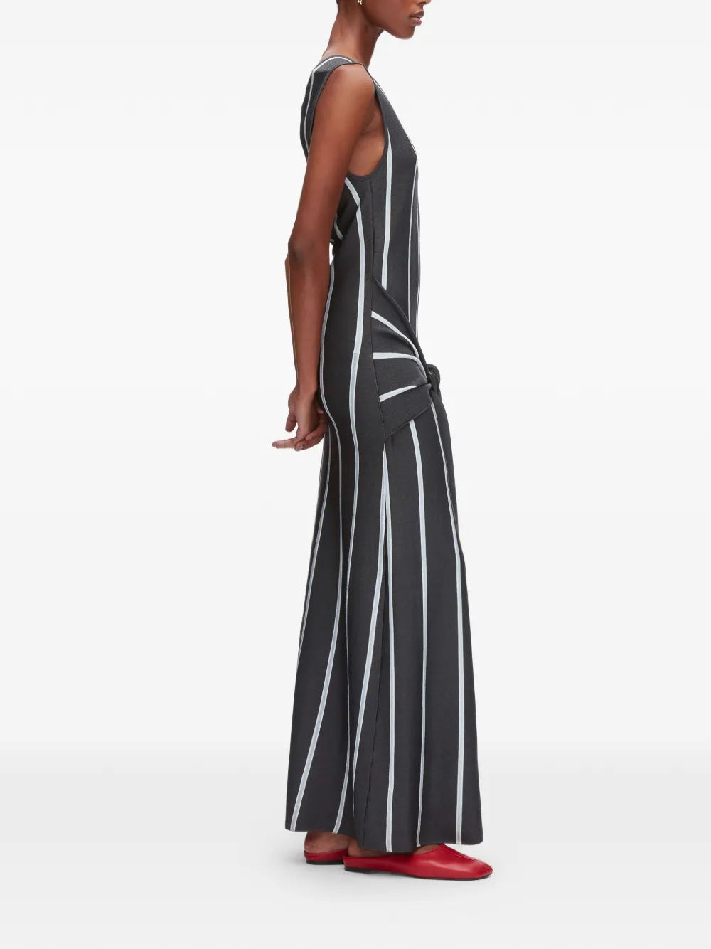 3.1 Phillip Lim Gestreepte midi-jurk met kwastje Grijs