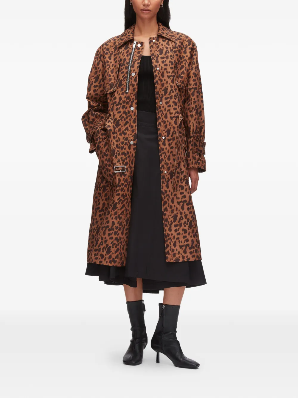  3.1 Phillip Lim Belted Leopard-print Coat - Brown 
