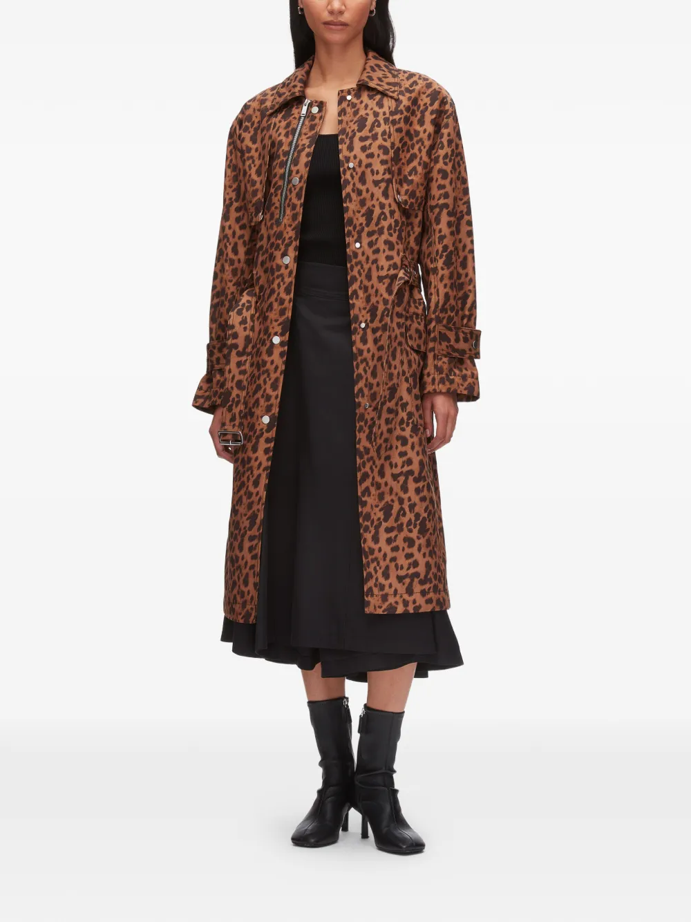  3.1 Phillip Lim Belted Leopard-print Coat - Brown 