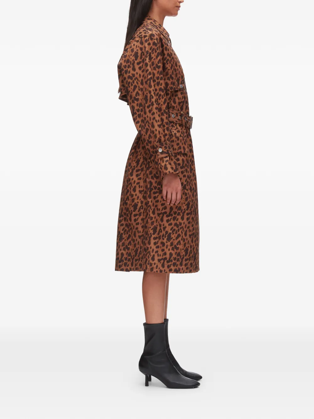 3.1 Phillip Lim Jas met luipaardprint en ceintuur Bruin