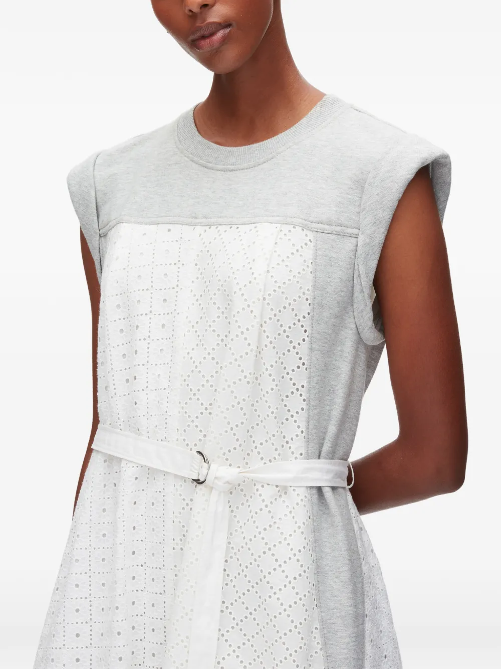 Terry Eyelet Belted Midi Dress