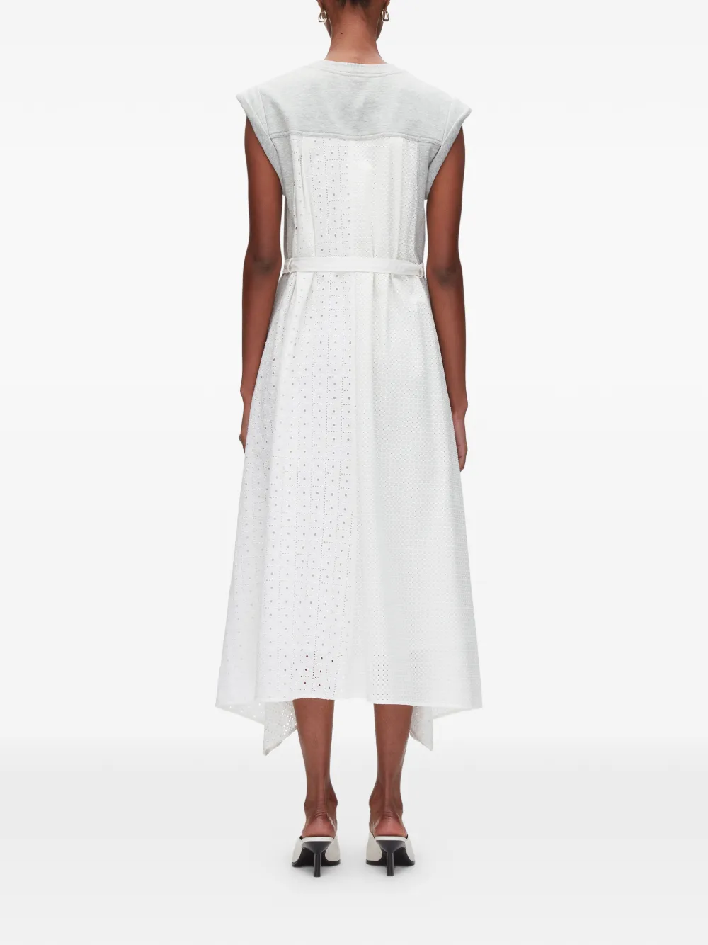 Terry Eyelet Belted Midi Dress