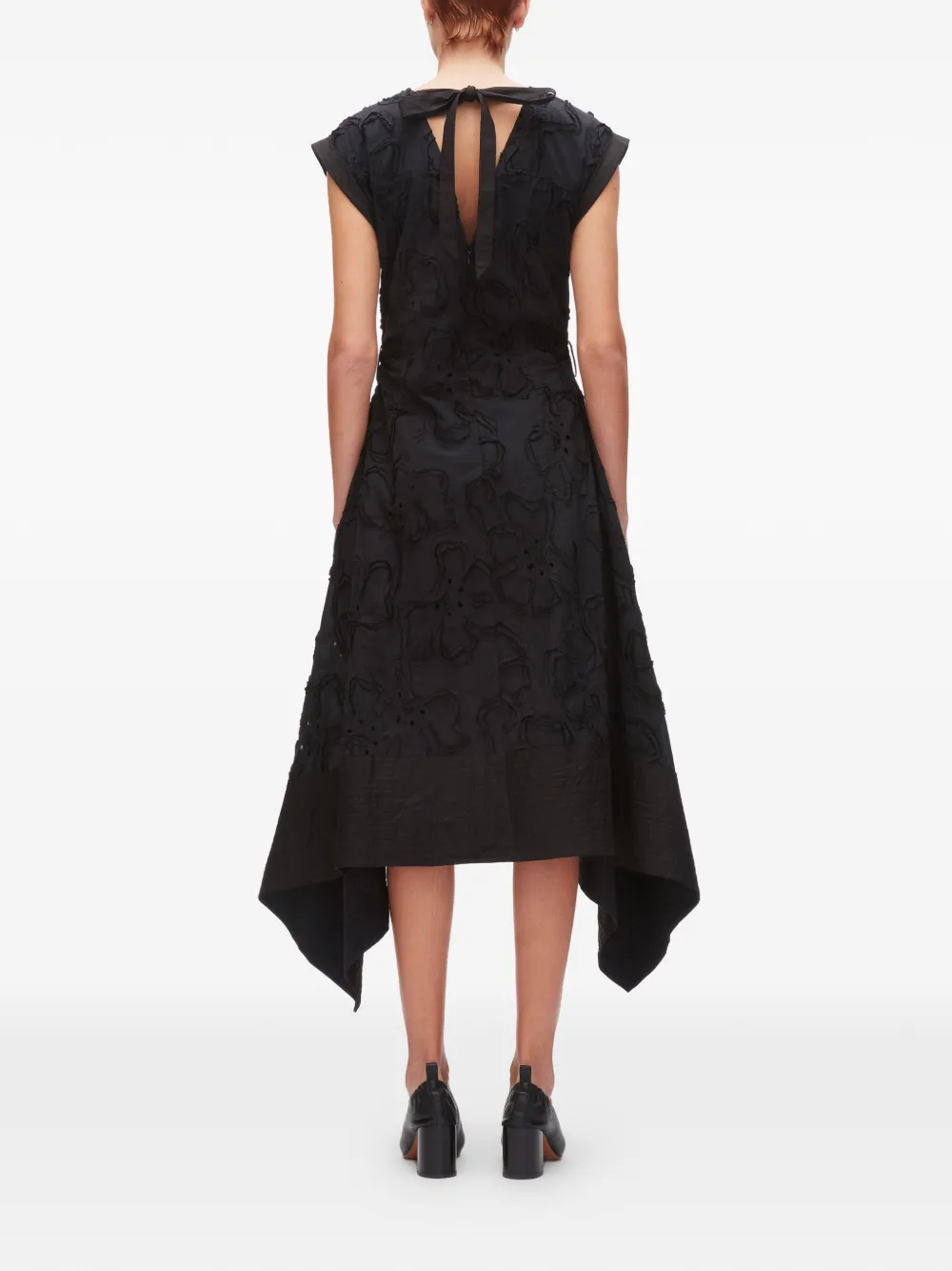 3.1 Phillip Lim Asymmetrische midi-jurk met bloemen Zwart