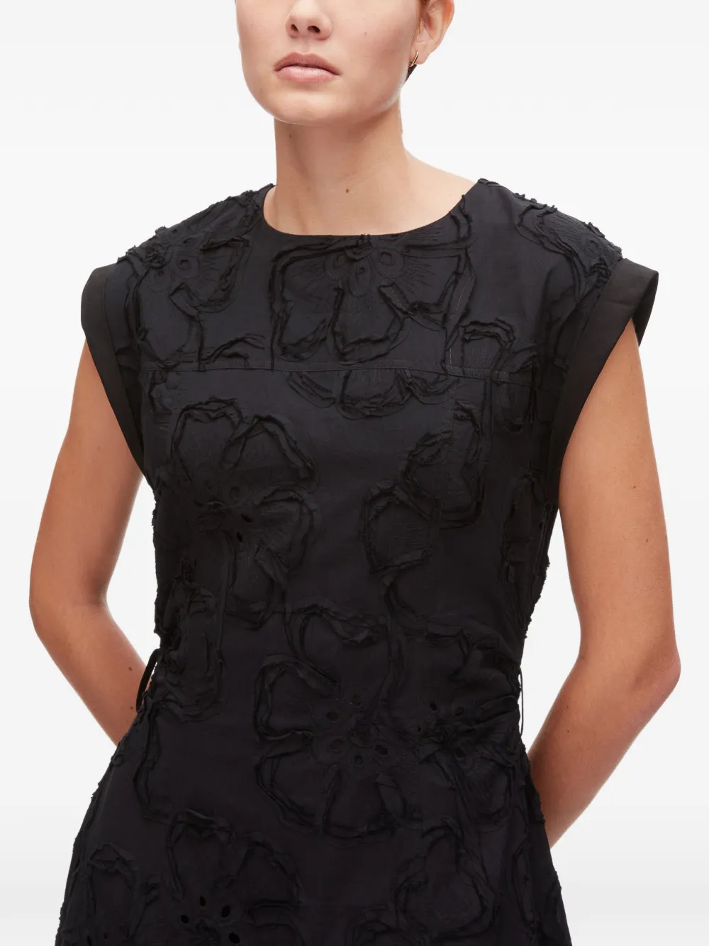 3.1 Phillip Lim Asymmetrische midi-jurk met bloemen Zwart