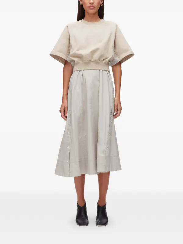 phillip lim midi dress Poplin Ruched Sleeve Midi Dress - Caper