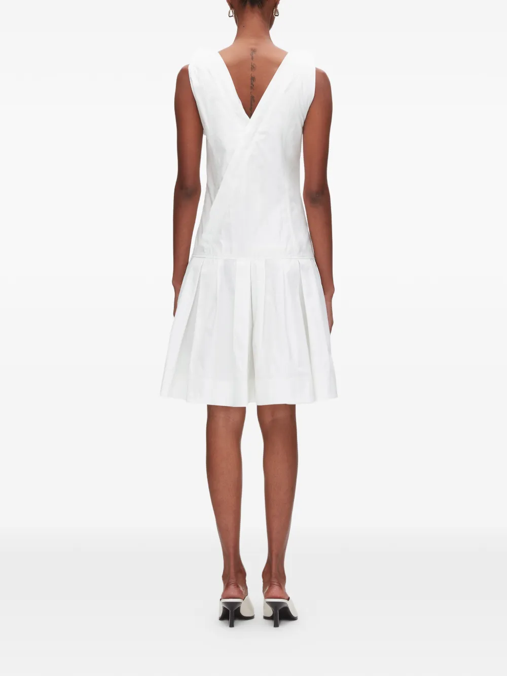 3.1 Phillip Lim Mini-jurk met bloem-applicatie en V-hals Wit
