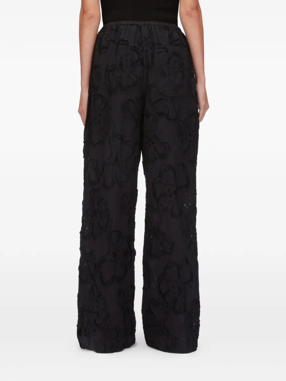 3.1 Phillip Lim Broek met bloemenapplicatie Zwart