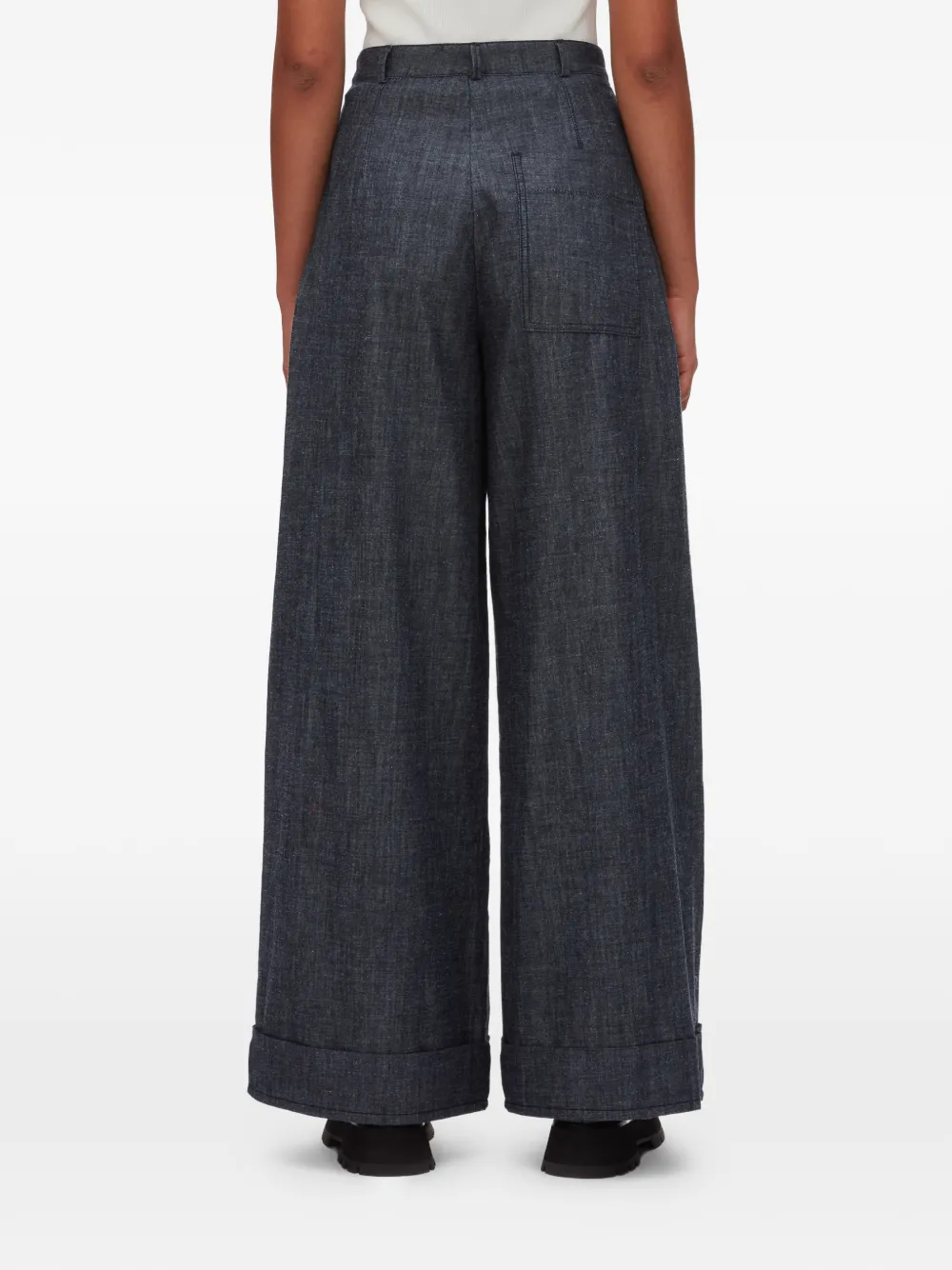 3.1 Phillip Lim Plooibroek met wijde pijpen Blauw