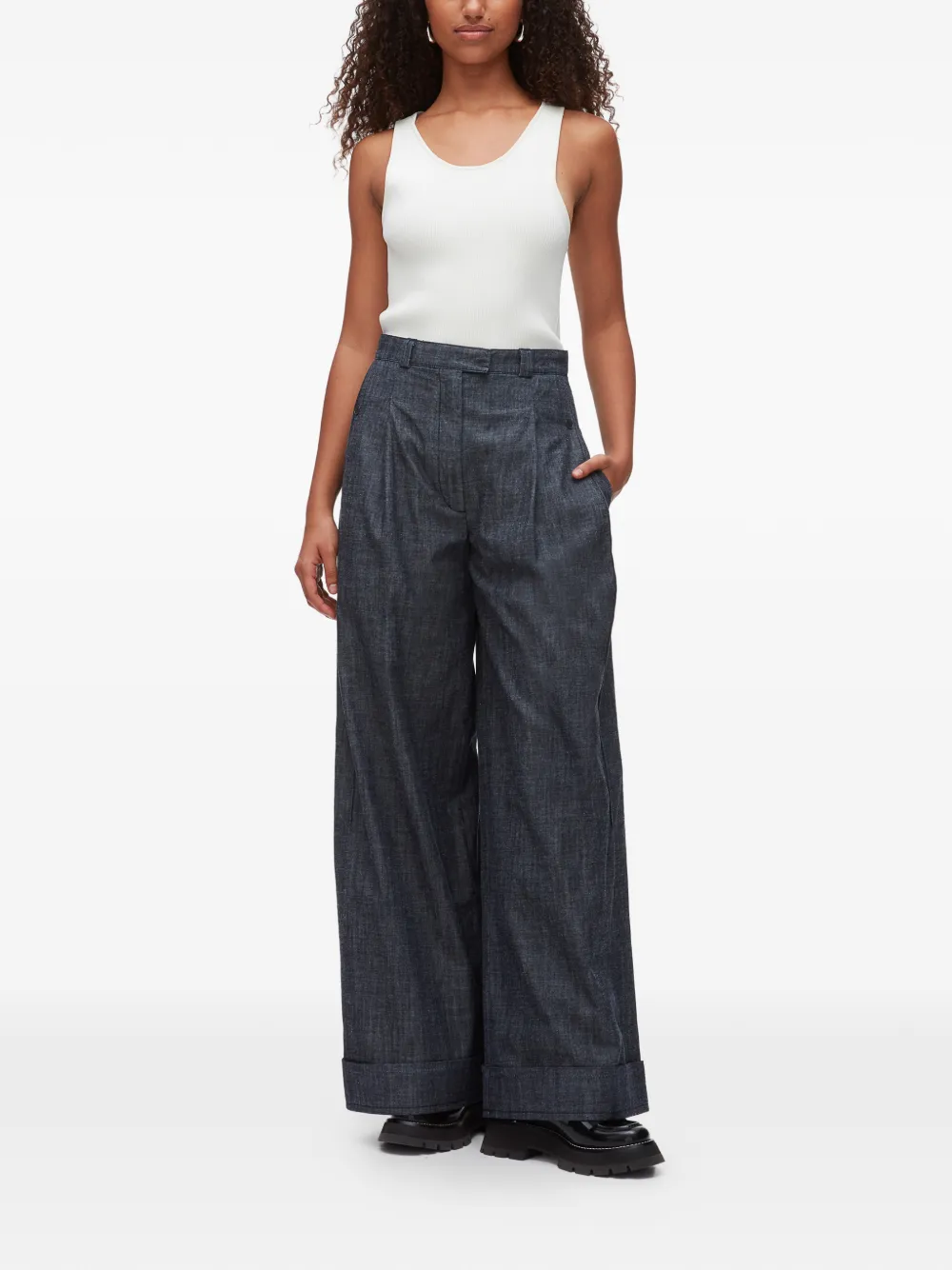  3.1 Phillip Lim Double-pleat Wide-leg Trousers - Blue 